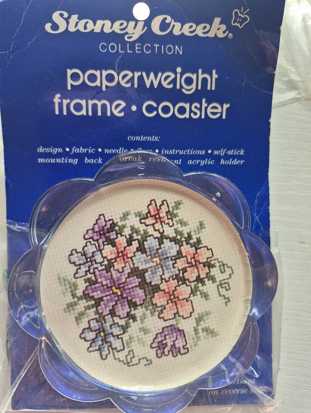 Vintage Counted Cross Stitch Paperweight